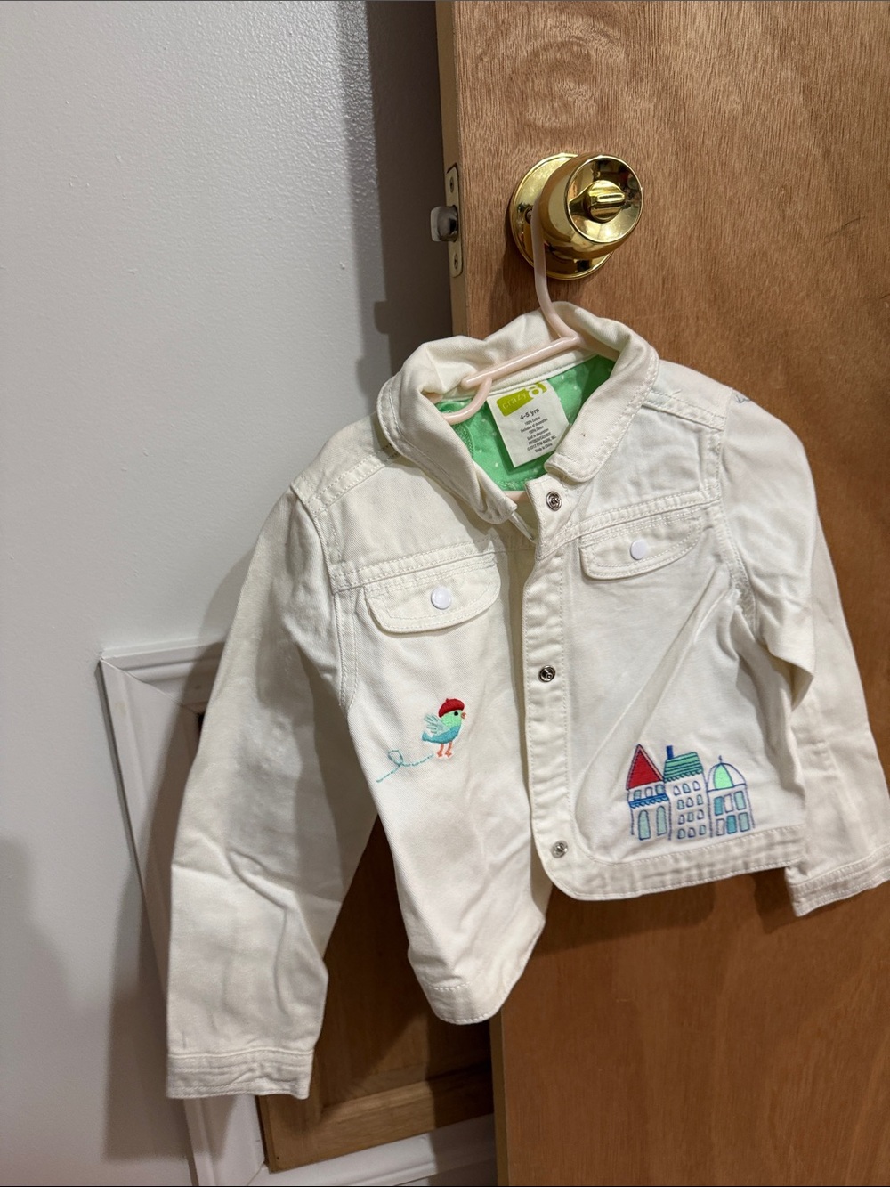 Crazy 8 Cream Embroidered Kids Jean Jacket